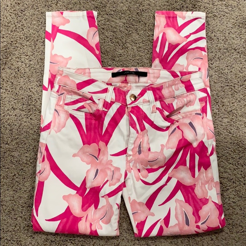 Joe’s Jeans Skinny Pink White Floral Denim Pant 26